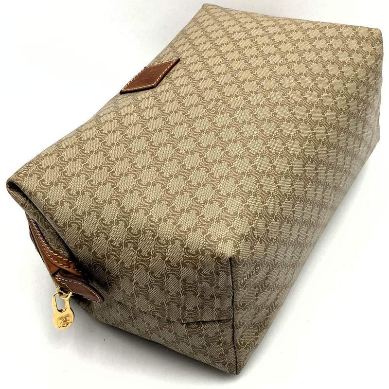 Celine Mc912 Pouch Clutch Bag Large Macadam Beige Brown Pvc/leather Women