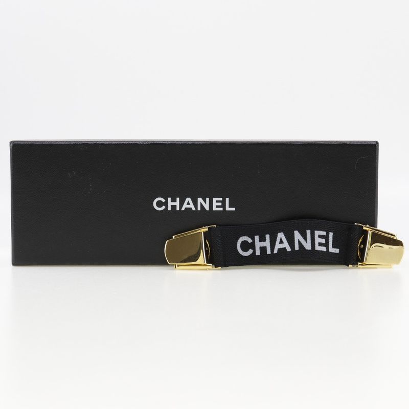 Chanel Armband Clip Logo Rubber And Gold Plated Black Ladies Miscellaneous