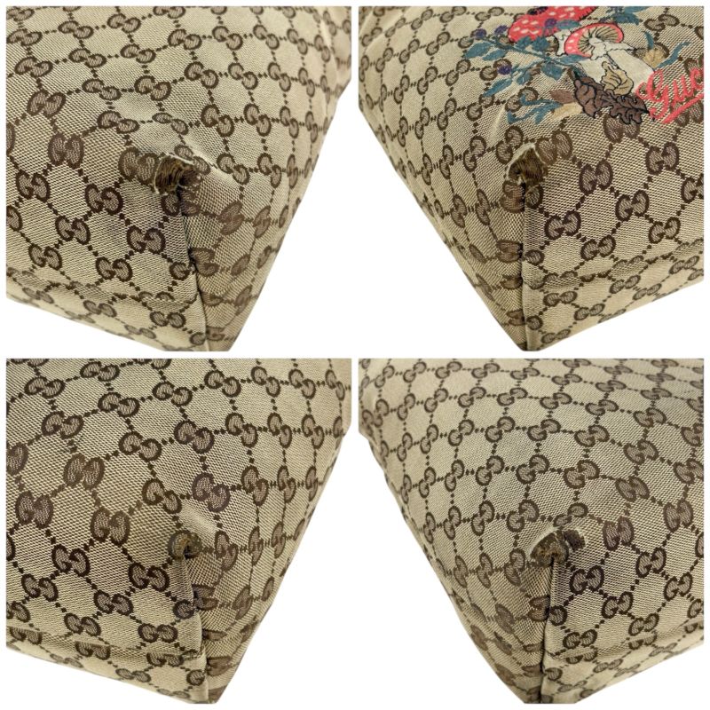 Gucci Tote Bag GG Canvas Mushroom Embroidery Mushroom Charm Shoulder A4 Horsebit