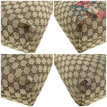 Gucci Tote Bag GG Canvas Mushroom Embroidery Mushroom Charm Shoulder A4 Horsebit