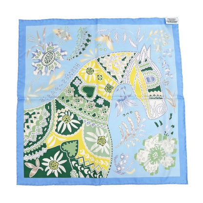 Hermes Carre 45 Scarf EN Attendant Ulysse Silk Light Blue Bandana