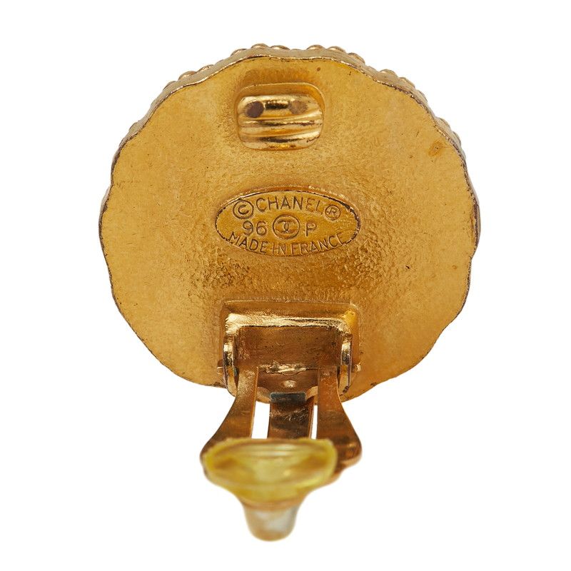 Chanel Vintage Coco Mark Round Gold Green Plated Ladies Chanel