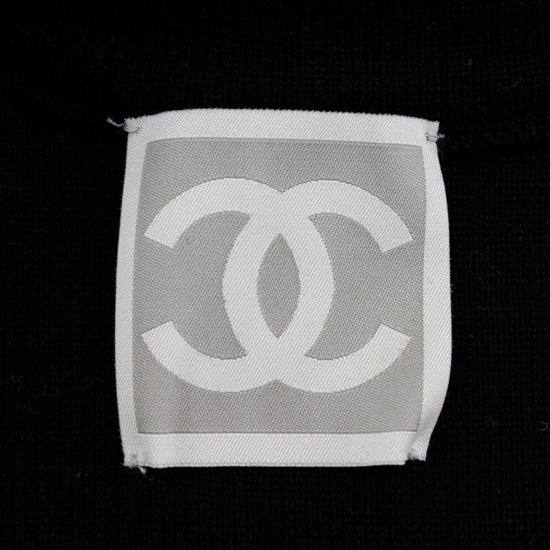 Chanel Sport Line Side Logo 03A P22075v01420 Wool Black Women's Cardigan