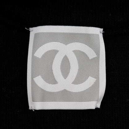Chanel Sport Line Side Logo 03A P22075v01420 Wool Black Women's Cardigan