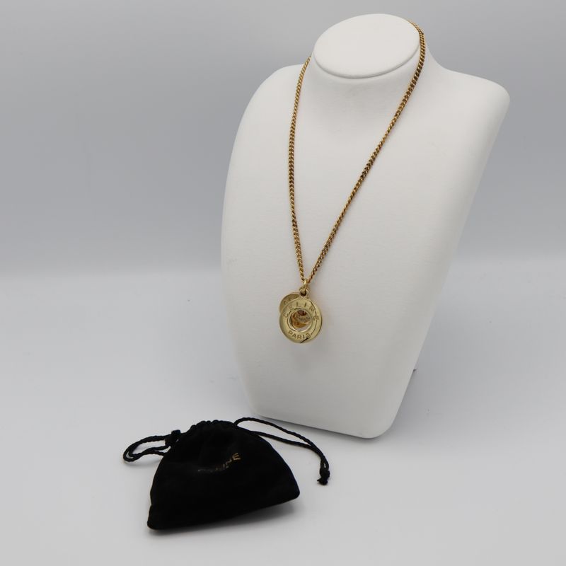 Celine Necklace Circle Logo Gold Color Approx 26.5 G Accessories With Bag H1916