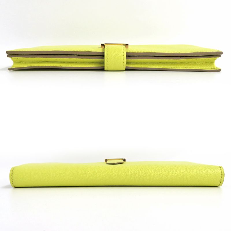 Hermes Bearn Soufflé Chevre Yellow Series Pink Gold Hardware R Stamp