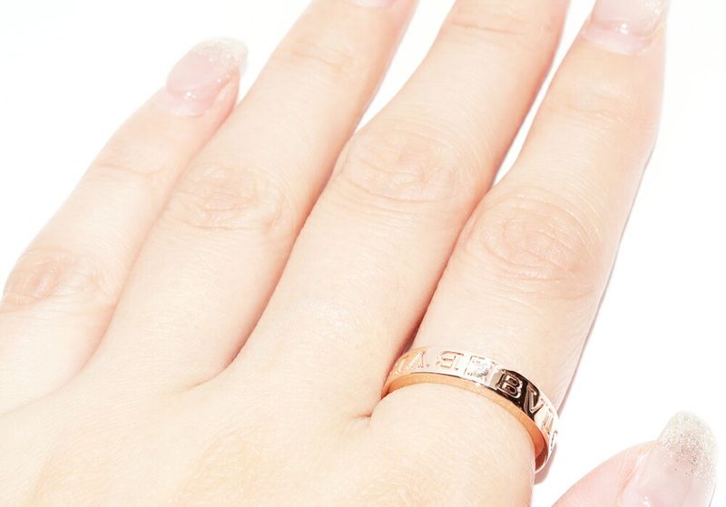 Bulgari Ring 18K Pink Gold Diamond 1p(004ct) Bzero1 Ring Bulgari Double Logo