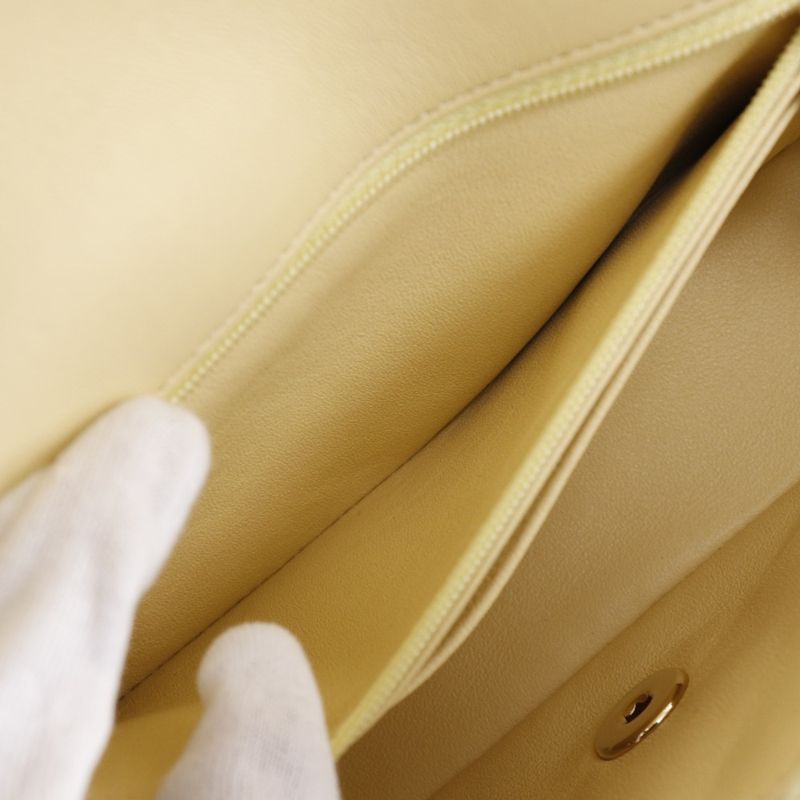 Chanel Mini Matelasse Chain Shoulder A69900 Tweed Yellow Ladies Shoulder Bag