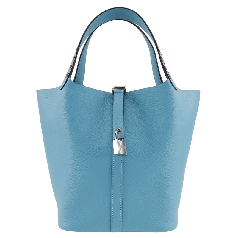 Hermes Picotin Lock MM Tresage Vaux Epson Light Blue D Women's Handbag