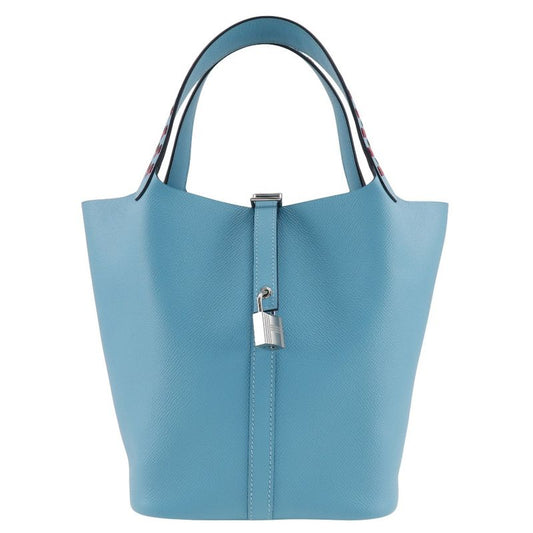 Hermes Picotin Lock MM Tresage Vaux Epson Light Blue D Women's Handbag
