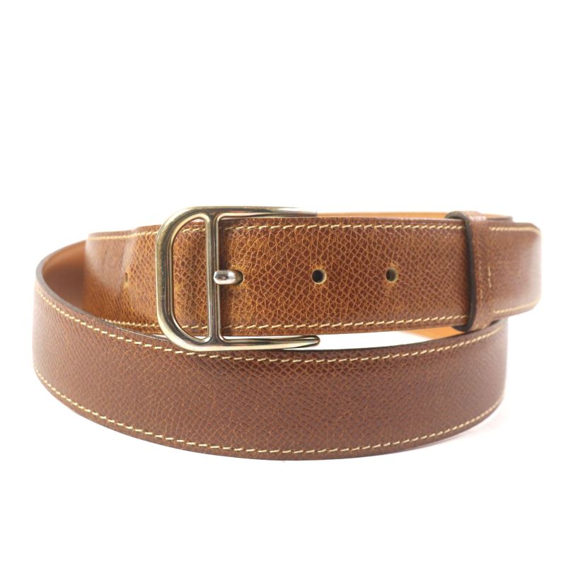 Hermes Vintage Gold Hardware Margiela Period Leather Belt Dark Brown 100 E