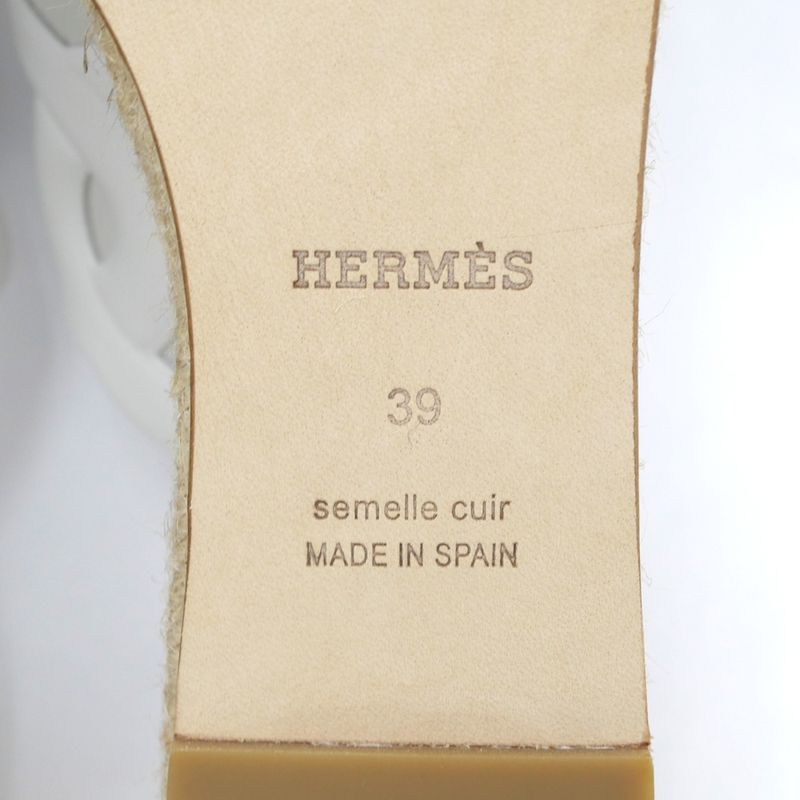 Hermes Espadrille Itea 30 Sandals Size 39 25cm (9.84in) White Thick