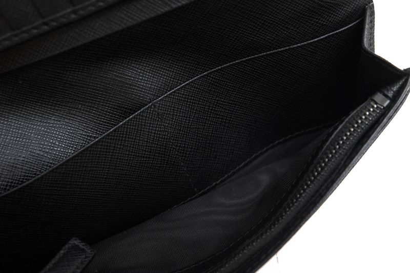 Prada Long Wallet Men Leather Genuine Black 2mv836 Portafverticale Saffiano