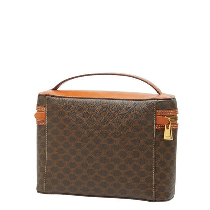 Celine Macadam Vanity Bag Handbag Brown PVC Leather Women Celine