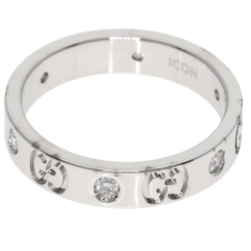 Gucci Icon 6P Diamond #13 Ring 18K White Gold Ladies