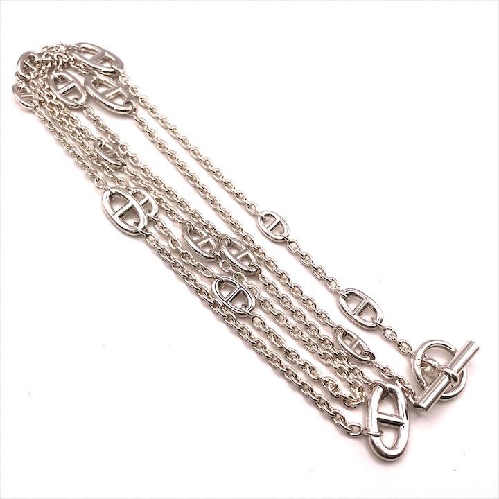 Hermes Chaine D'ancre Farandole Long Necklace 925 Sterling Silver