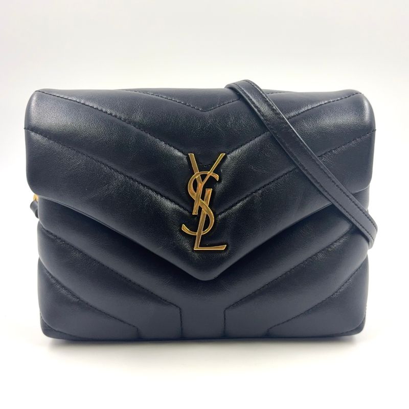 Saint Laurent Paris Lou Leather Black Shoulder Bag Gold