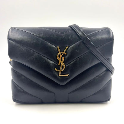 Saint Laurent Paris Lou Leather Black Shoulder Bag Gold