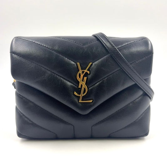 Saint Laurent Paris Lou Leather Black Shoulder Bag Gold