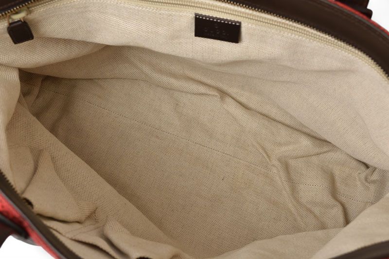 Gucci Tote Shoulder Bag Gucci Coated Canvas GG Dar Cles Red Sherry 308928