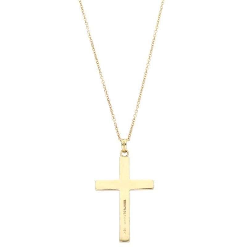 Tiffany & Co 18K Yellow Gold Cross Necklace Men's 18inch