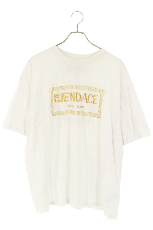 Versace X Fendi 1006423 Front Logo Embroidery T-shirt Men's 3XL