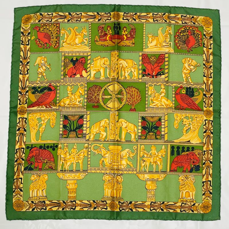 Hermes Torana Carre 40 Silk Green Women's Scarf