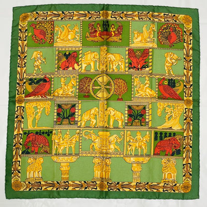 Hermes Torana Carre 40 Silk Green Women's Scarf