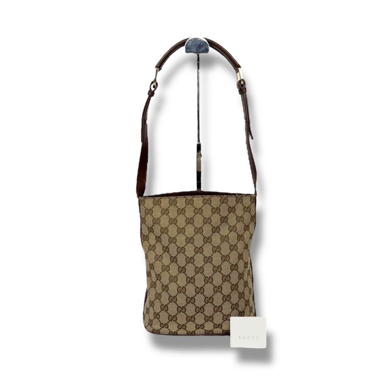 Gucci Bucket Shape One Shoulder Bag Handbag Shoulder GG Canvas Brown Beige
