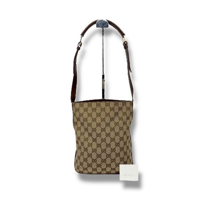 Gucci Bucket Shape One Shoulder Bag Handbag Shoulder GG Canvas Brown Beige