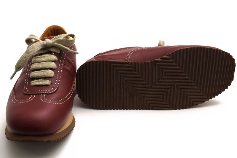Hermes Shoes Sneakers Shoes Low Cut Ladies Women Leather Genuine Red Brown Red
