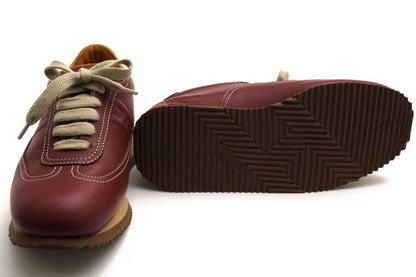 Hermes Shoes Sneakers Shoes Low Cut Ladies Women Leather Genuine Red Brown Red
