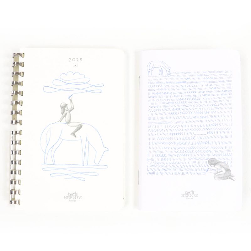 Hermes Agenda PM Vaux Epson Blue Brume Silver Hardware Calendar Refill 《PM》 1