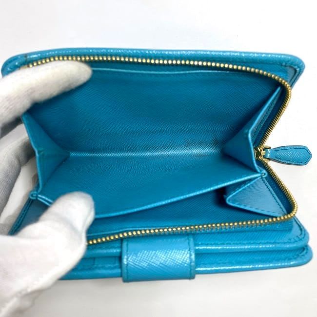 Prada Bifold Wallet Light Blue Saffiano
