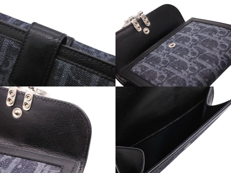 Dior Bifold Wallet Compact Trotter Line Navy Black Orange — view 6