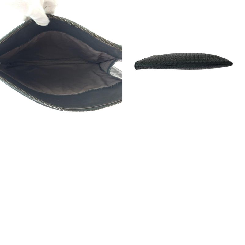 Bottega Veneta Bottega Veneta Intrecciato Gray Silver Hardware Leather Clutch