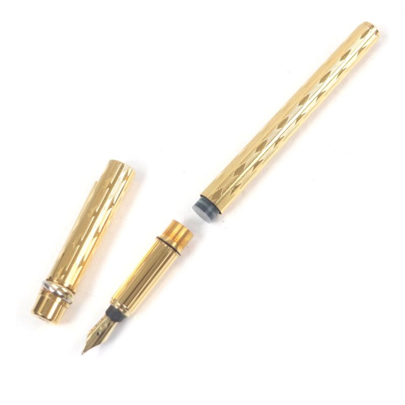 Cartier Trinity Deux Nib 18k M Nib Diamond Pattern Capped Fountain Pen Gold