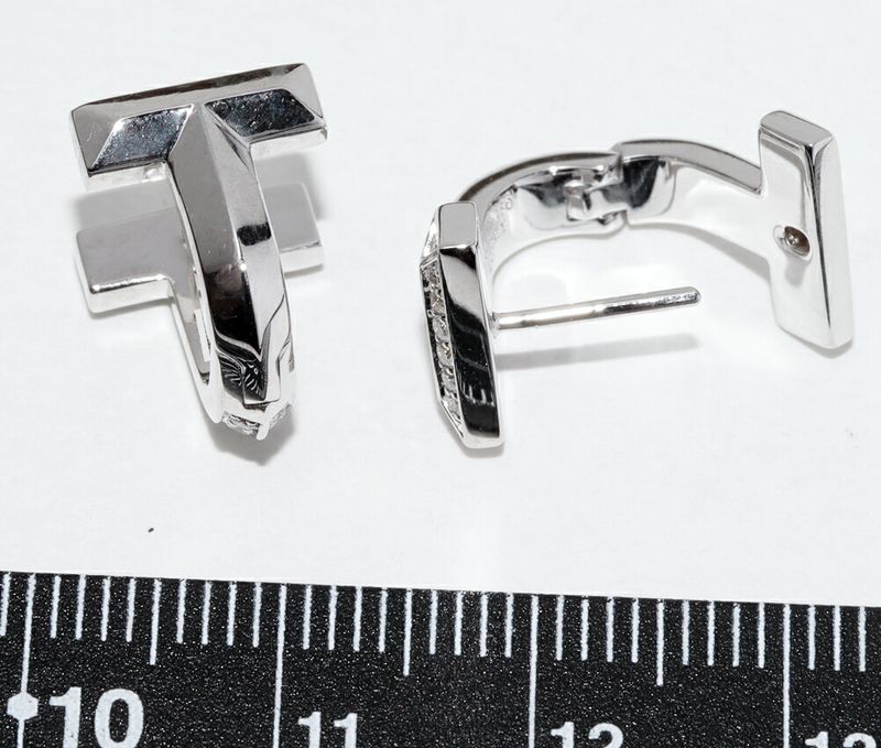 Tiffany & Co Earrings 18K White Gold Diamond 028ct T One Half Pave Hughey