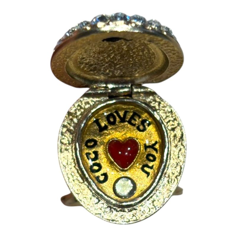 Chanel 10C Coco Mark Rhinestone Ring Women's Gold #12