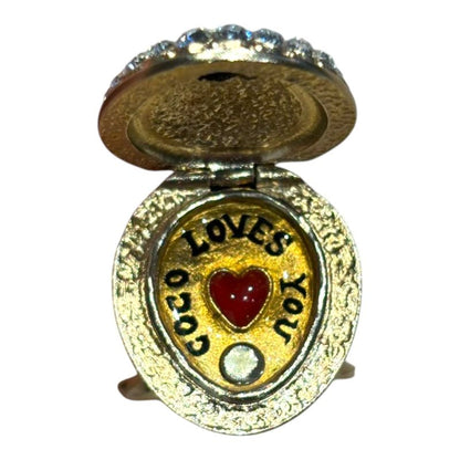 Chanel 10C Coco Mark Rhinestone Ring Women's Gold #12