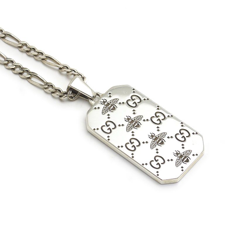 Gucci GG & Bee Engraved Necklace Sv925 Silver Accessories