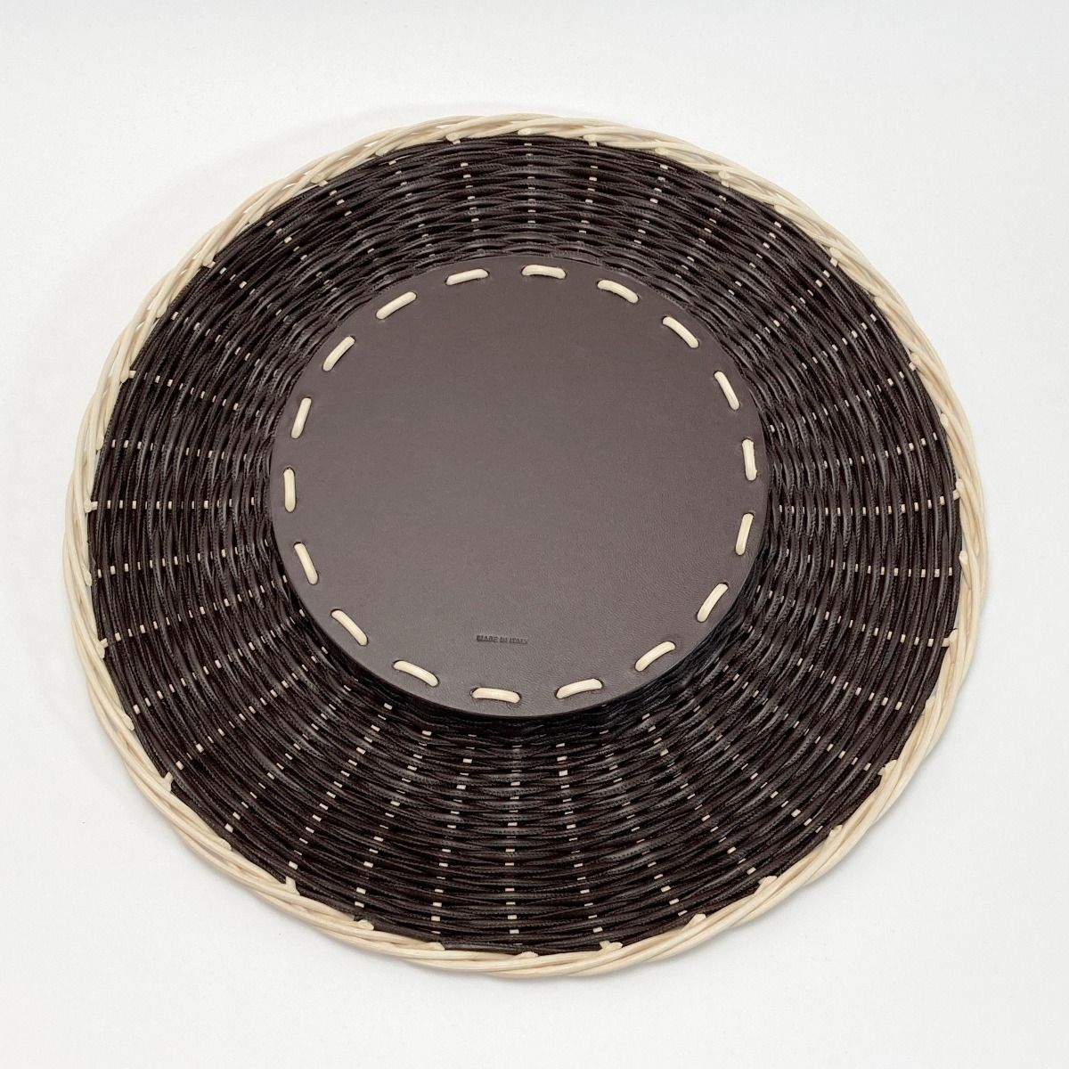 Fendi Ff Logo Underplate Tableware Collection Dark Brown Rattan/leather Box