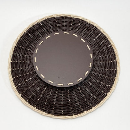 Fendi Ff Logo Underplate Tableware Collection Dark Brown Rattan/leather Box