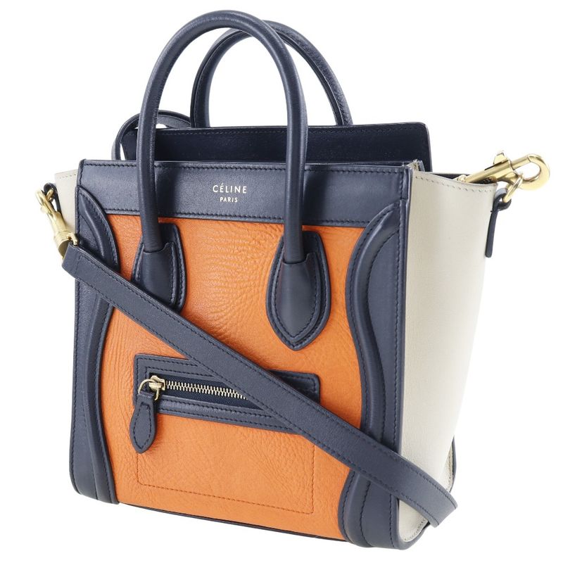 Celine Luggage Nano Shopper Calf Orange Women's Shoulder Bag