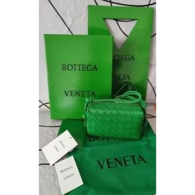 Bottega Veneta Leather Green Camera Bag Intrecciato - The Reluxe