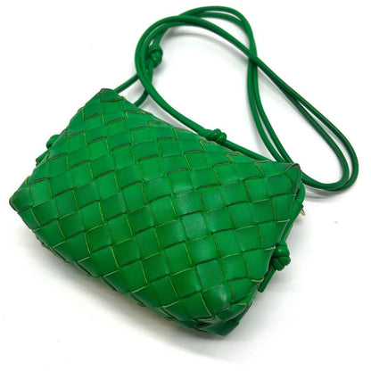 Bottega Veneta Leather Green Camera Bag Intrecciato - The Reluxe