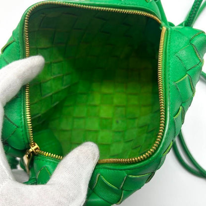 Bottega Veneta Leather Green Camera Bag Intrecciato - The Reluxe