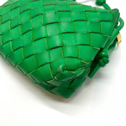 Bottega Veneta Leather Green Camera Bag Intrecciato - The Reluxe