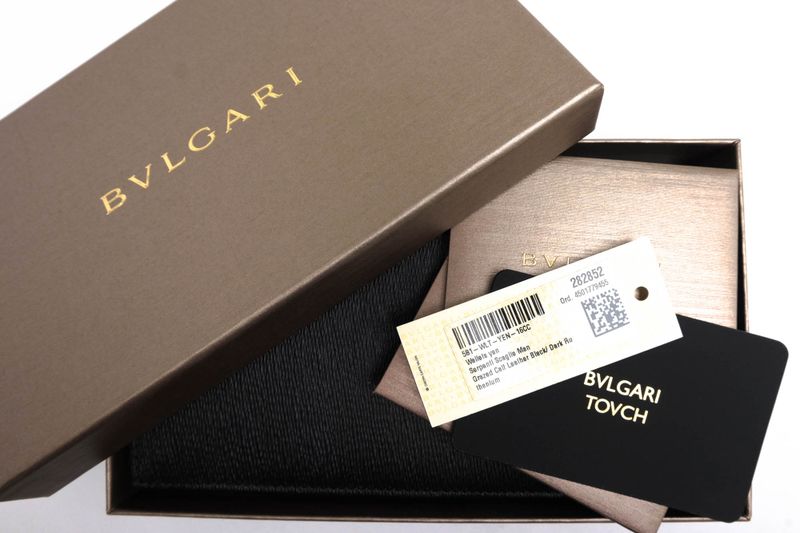 Bvlgari Long Wallet Wallets Men Leather Genuine Black 282852 Wallets Yen