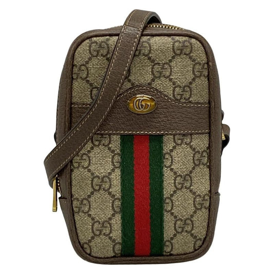 Gucci Shoulder Bag Ophidia 546595 Beige X Dark Brown X Multi Leather